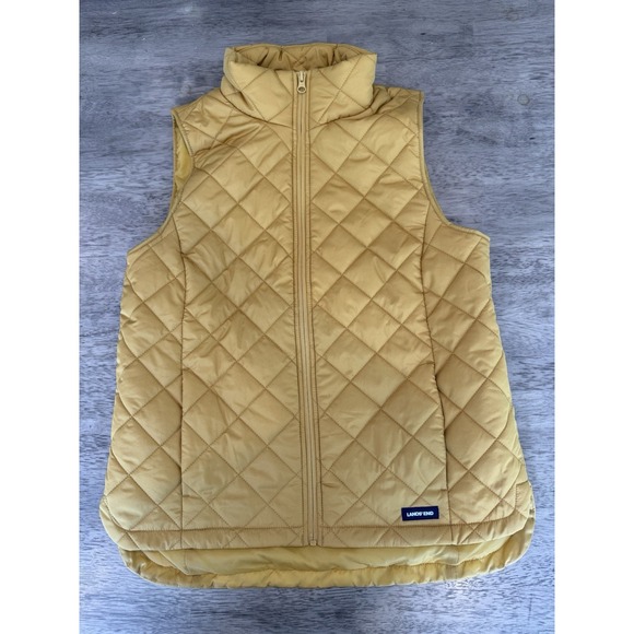 Lands' End Jackets & Blazers - Lands' End Quilted Puffer Vest Zip Up Womens Small 6-8 Polyester Fill Gold